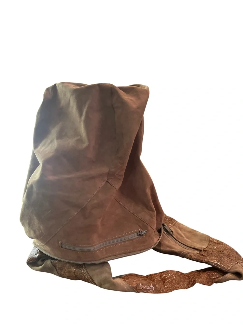 Snakeskin & Suede Patchwork Hobo Bag